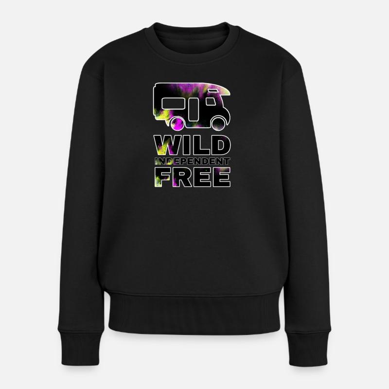 Camper Freiheit - Frauen Premium Bio Pullover - Schwarz