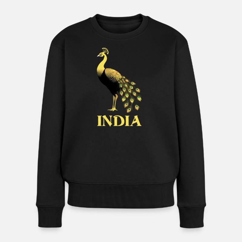 Paon - oiseau de l'Inde - Pull Premium bio Femme - noir