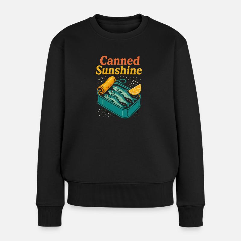 Canned Sunshine – Sardine Pop‑Art Tee - Frauen Premium Bio Pullover - Schwarz