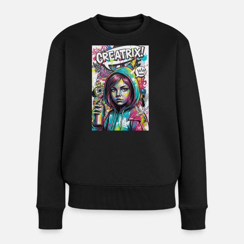 Explosion de couleur Graffiti Héroïne - Pull Premium bio Femme - noir