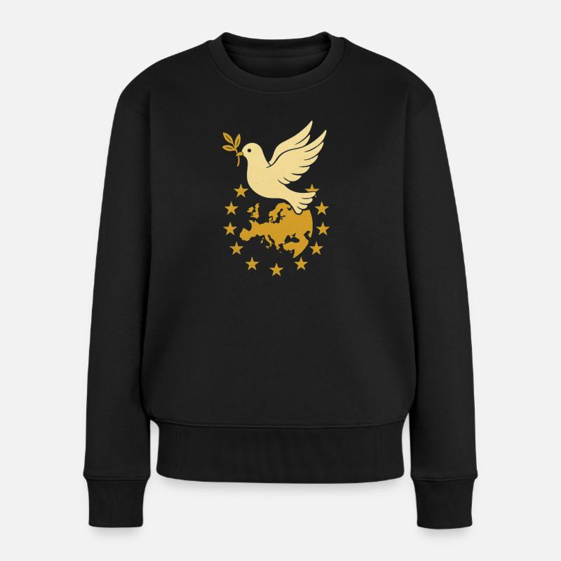 „Europa & Friedenstaube“ – Einheit in Vielfalt - Frauen Premium Bio Pullover - Schwarz