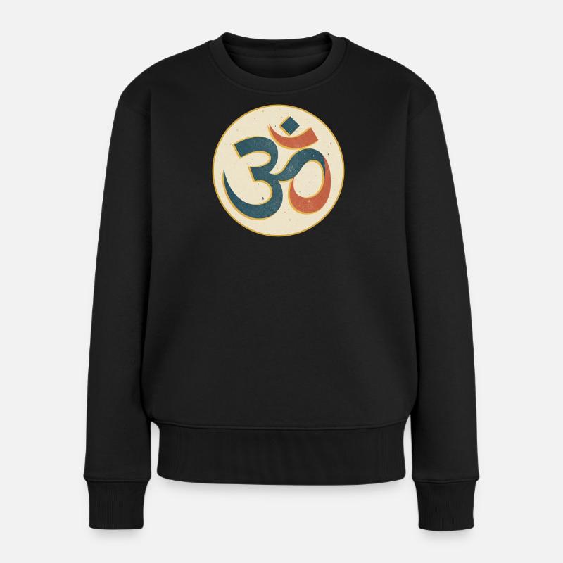 Symbole Om Imprimé Cercle Vintage - Pull Premium bio Femme - noir