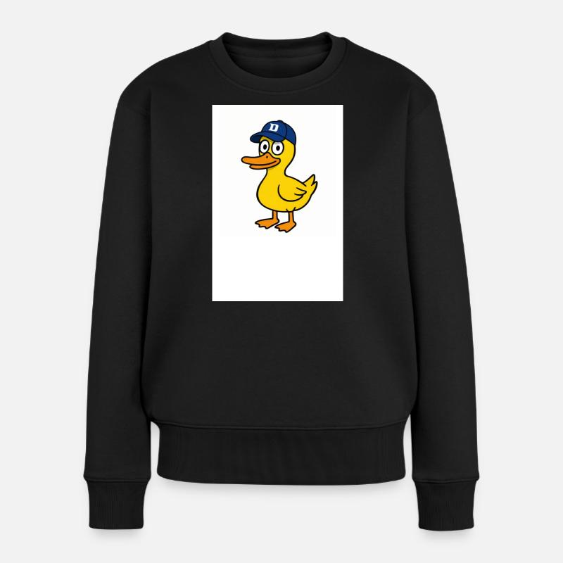 Ente mit D-Kappe - Frauen Premium Bio Pullover - Schwarz