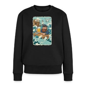 Letzte Nordsee Kneipe - Frauen Premium Bio Pullover - Schwarz - Vorne - Julia (174cm)