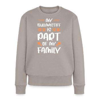 Mon chien fait partie de la famille - Pull Premium bio Femme - taupe - Devant - Julia (174cm)