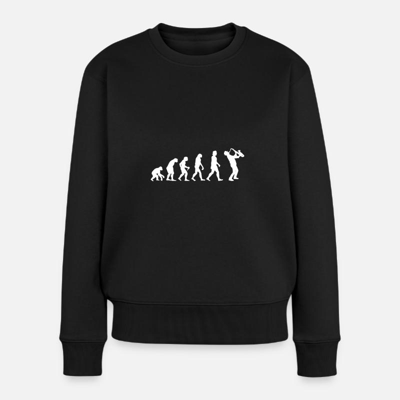 Evolution Saxophon Musiker Saxofon Geschenkidee - Frauen Premium Bio Pullover - Schwarz