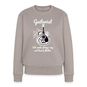 Streicher-Serenaden: Gitarristen feiern Gitarre - Frauen Premium Bio Pullover - Taupe - Vorne - Julia (174cm)