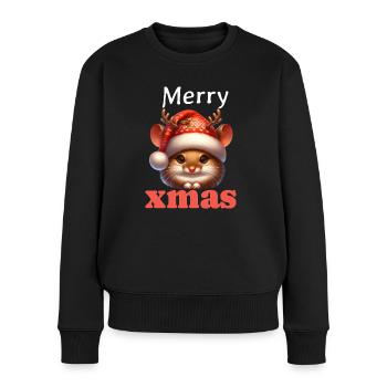 Weihnachten Haselmaus Merry Xmas - Frauen Premium Bio Pullover - Schwarz - Vorne - Julia (174cm)