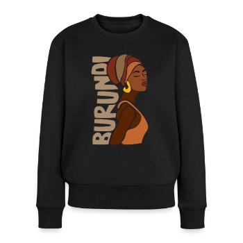 Burundi Afrika Ethnic Black Heritage - Frauen Premium Bio Pullover - Schwarz - Vorne - Julia (174cm)