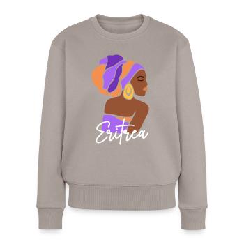 Eritrea Eritreische Flagge Asmara Black Heritage - Frauen Premium Bio Pullover - Taupe - Vorne - Julia (174cm)