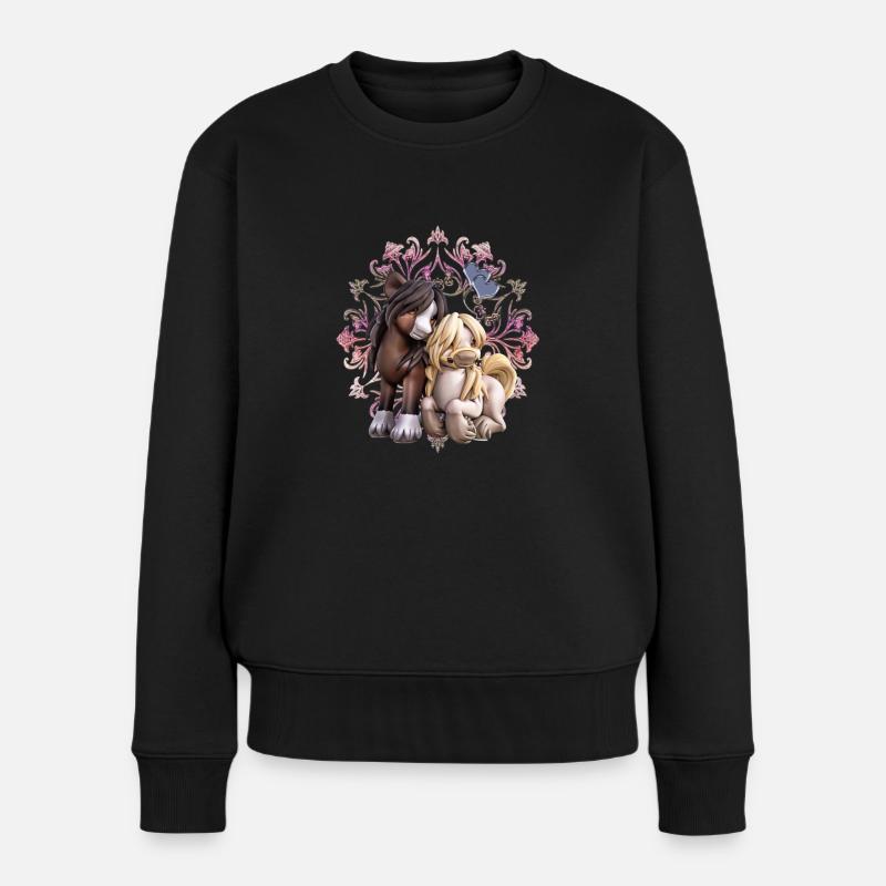 Pferde Freunde - Frauen Premium Bio Pullover - Schwarz