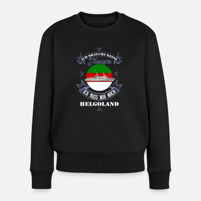 Helgoland mit der MS Helgoland in Farbe - Frauen Premium Bio Pullover - Schwarz