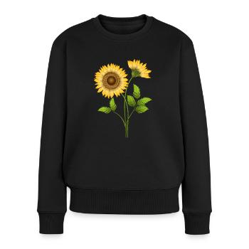 Blumen - Frauen Premium Bio Pullover - Schwarz - Vorne - Julia (174cm)