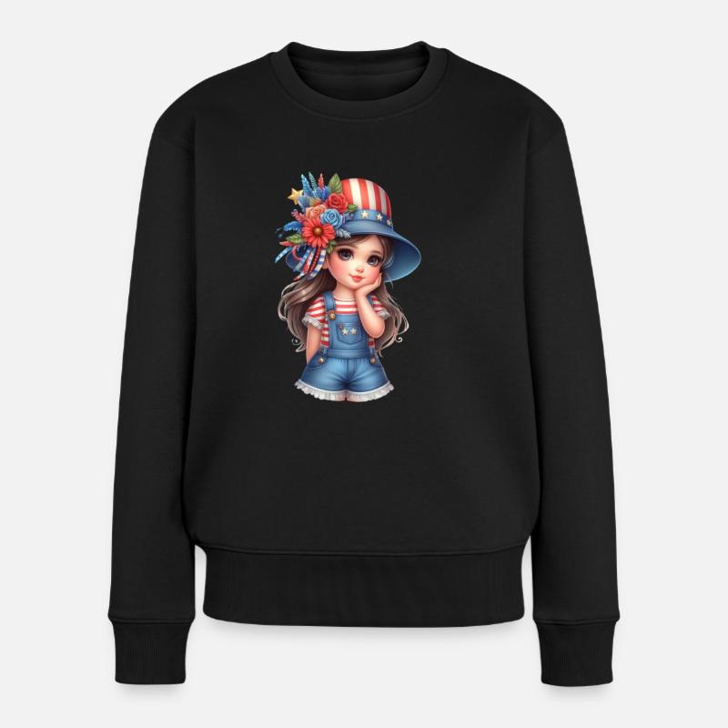 USA Girly so sweet like a Bosh - Frauen Premium Bio Pullover - Schwarz