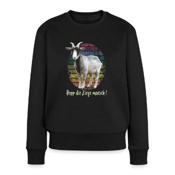 Hopp die Ziege marsch ! - Frauen Premium Bio Pullover - Schwarz - Vorne - Julia (174cm)