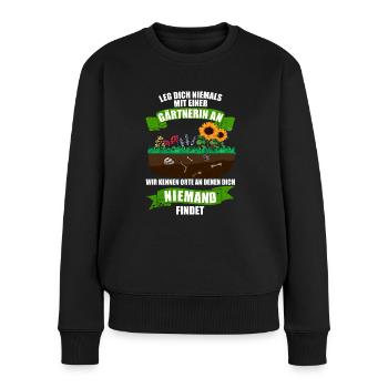 Anlegen Gärtnerin Hobbygärtnerin - Frauen Premium Bio Pullover - Schwarz - Vorne - Julia (174cm)