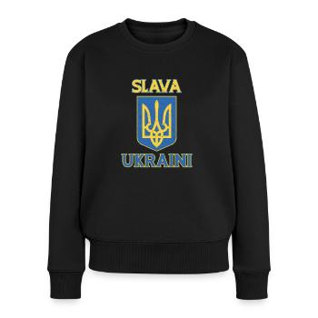 Slava Ukraini Armoiries Grunge - Pull Premium bio Femme - noir - Devant - Julia (174cm)