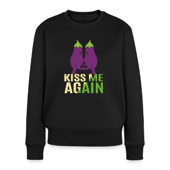 Küss Pe noch einmal. Süße Aubergine - Frauen Premium Bio Pullover - Schwarz - Vorne - Julia (174cm)