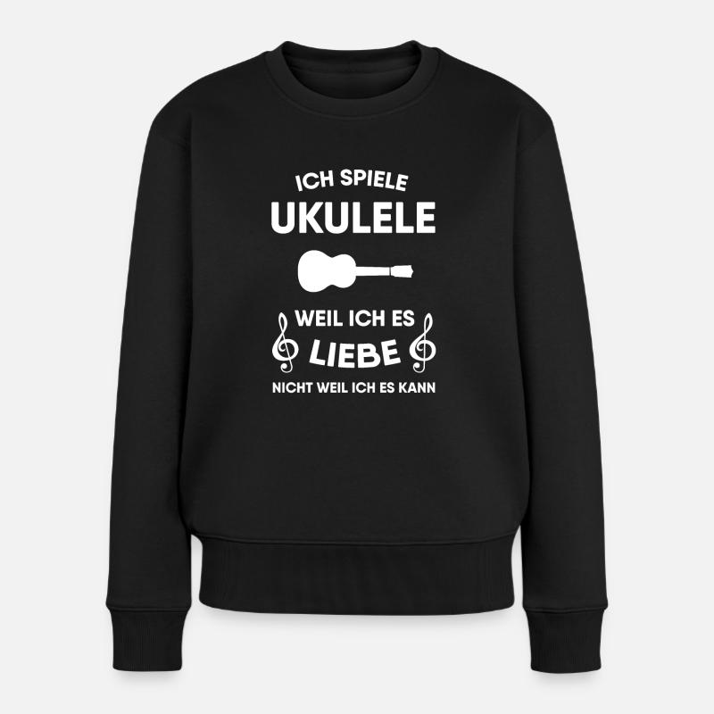 Ukulele - Frauen Premium Bio Pullover - Schwarz