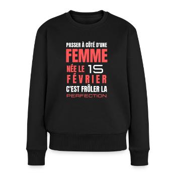 Élégance du 15 Février: Design Exclusif - Pull Premium bio Femme - noir - Devant - Julia (174cm)