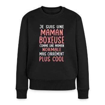 Maman boxeuse comme maman normale plus cool - Pull Premium bio Femme - noir - Devant - Julia (174cm)