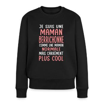 Maman Berrichonne comme maman normale plus cool - Pull Premium bio Femme - noir - Devant - Julia (174cm)