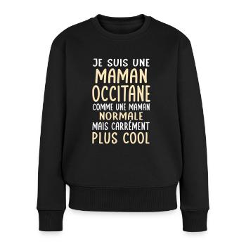 Maman Occitane comme maman normale plus cool - Pull Premium bio Femme - noir - Devant - Julia (174cm)