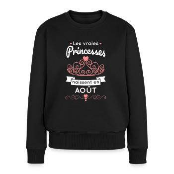Anniversaire - Les princesses naissent en Août - Pull Premium bio Femme - noir - Devant - Julia (174cm)