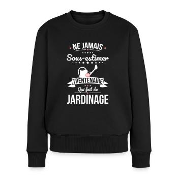 Sous-estimer une trentenaire qui fait du jardinage - Pull Premium bio Femme - noir - Devant - Julia (174cm)