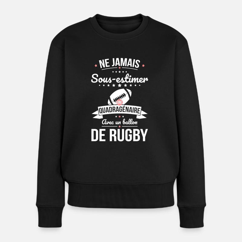 Sous-estimer quadragénaire avec ballon de rugby - Pull Premium bio Femme - noir