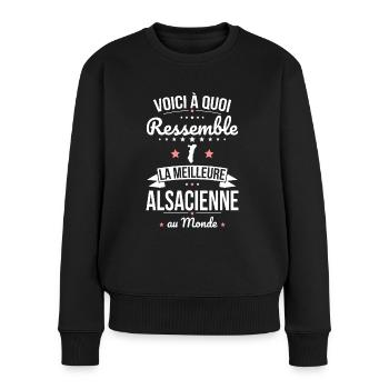 Voici à quoi ressemble la meilleure Alsacienne - Pull Premium bio Femme - noir - Devant - Julia (174cm)
