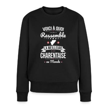 Voici à quoi ressemble la meilleure Charentaise - Pull Premium bio Femme - noir - Devant - Julia (174cm)