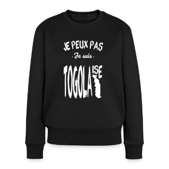 Je peux pas je suis Togolaise - Pull Premium bio Femme - noir - Devant - Julia (174cm)