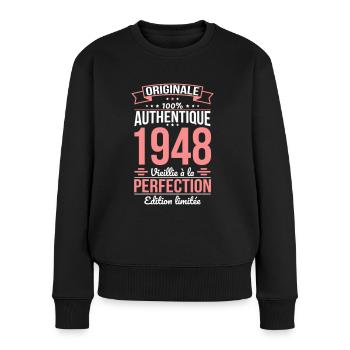 Anniversaire 75 ans - Originale - 1948 - Pull Premium bio Femme - noir - Devant - Julia (174cm)