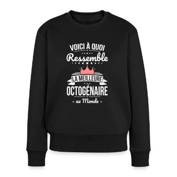 A quoi ressemble la meilleure octogénaire au monde - Pull Premium bio Femme - noir - Devant - Julia (174cm)