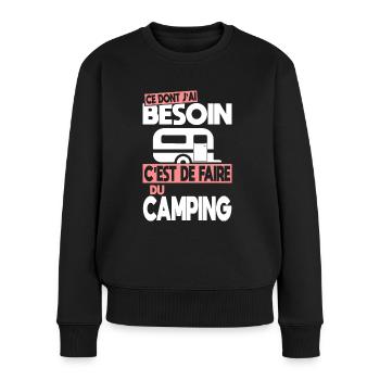 Ce dont j'ai besoin c'est de faire du Camping - Pull Premium bio Femme - noir - Devant - Julia (174cm)