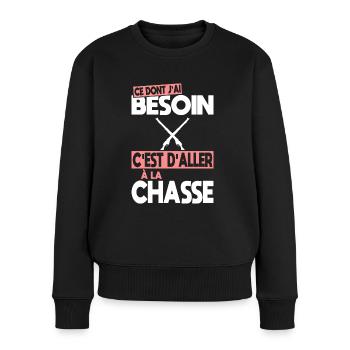 Ce dont j'ai besoin c'est d'aller à la Chasse - Pull Premium bio Femme - noir - Devant - Julia (174cm)
