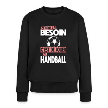 Ce dont j'ai besoin c'est de jouer au Handball - Pull Premium bio Femme - noir - Devant - Julia (174cm)