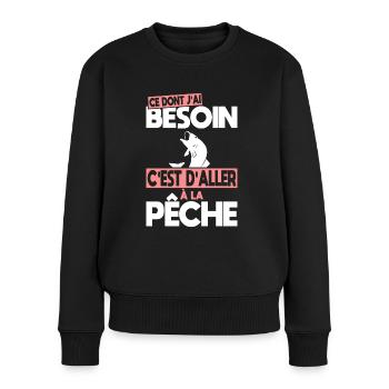 Ce dont j'ai besoin c'est d'aller à la Pêche - Pull Premium bio Femme - noir - Devant - Julia (174cm)
