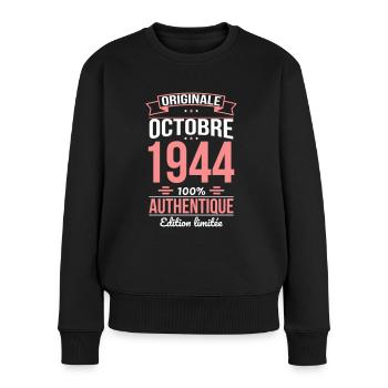 80th Anniversary - Original - October 1944 - Women's Premium Organic Jumper - black - Front - Julia (174cm)