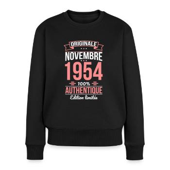 70. Jahrestag - Original - November 1954 - Frauen Premium Bio Pullover - Schwarz - Vorne - Julia (174cm)