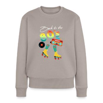 Retro Rollschuhe 80er Jahre - Frauen Premium Bio Pullover - Taupe - Vorne - Julia (174cm)