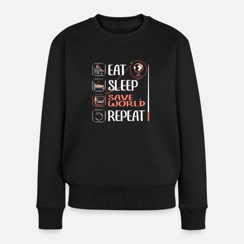 « Super professeur » sauve le monde! - Pull Premium bio Femme - noir