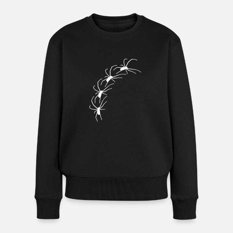 Große Spinnen krabbeln diagonal - Frauen Premium Bio Pullover - Schwarz