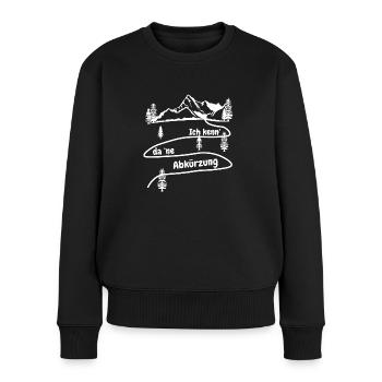 Ich kenne da eine Abkürzung Wandern Klettern - Frauen Premium Bio Pullover - Schwarz - Vorne - Julia (174cm)