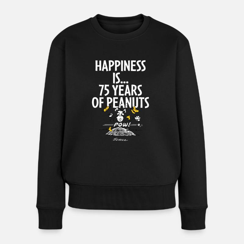 Peanuts Design Happiness Is… 75 Years Of Peanuts - Frauen Premium Bio Pullover - Schwarz