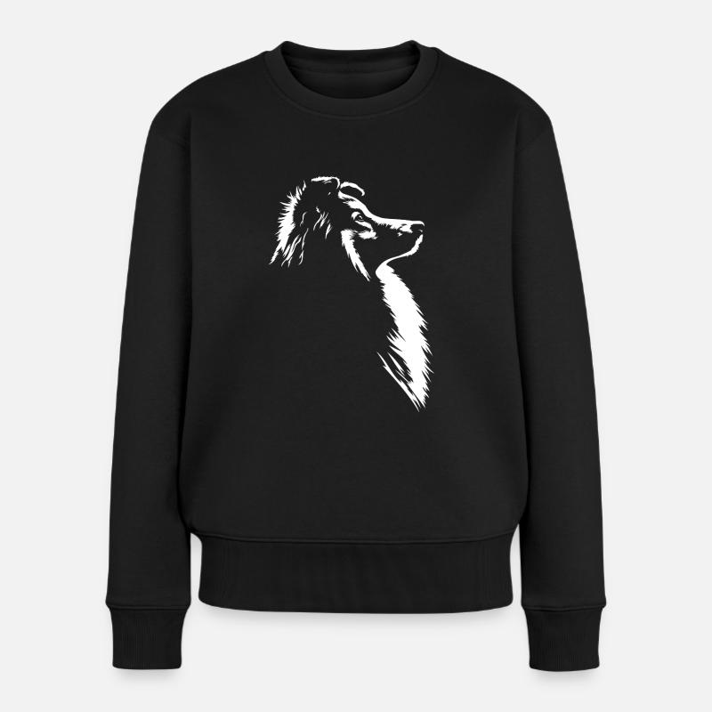 Chien de berger Shetland Silhouette Chien Sheltie Wilsigns - Pull Premium bio Femme - noir