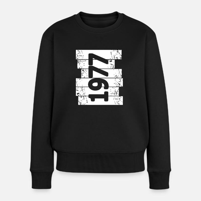 Papa 1977 - Frauen Premium Bio Pullover - Schwarz