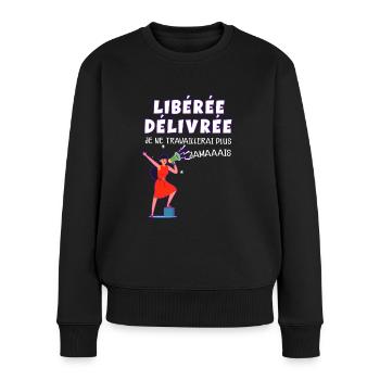 Jamais Humour Femme Retraite - Pull Premium bio Femme - noir - Devant - Julia (174cm)