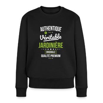 Authentique et véritable jardinière - Originale - Pull Premium bio Femme - noir - Devant - Julia (174cm)